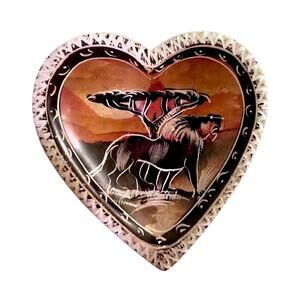 Hand Carved Heart Soapstone Trinket Dish hand painted African lion made In Kenya